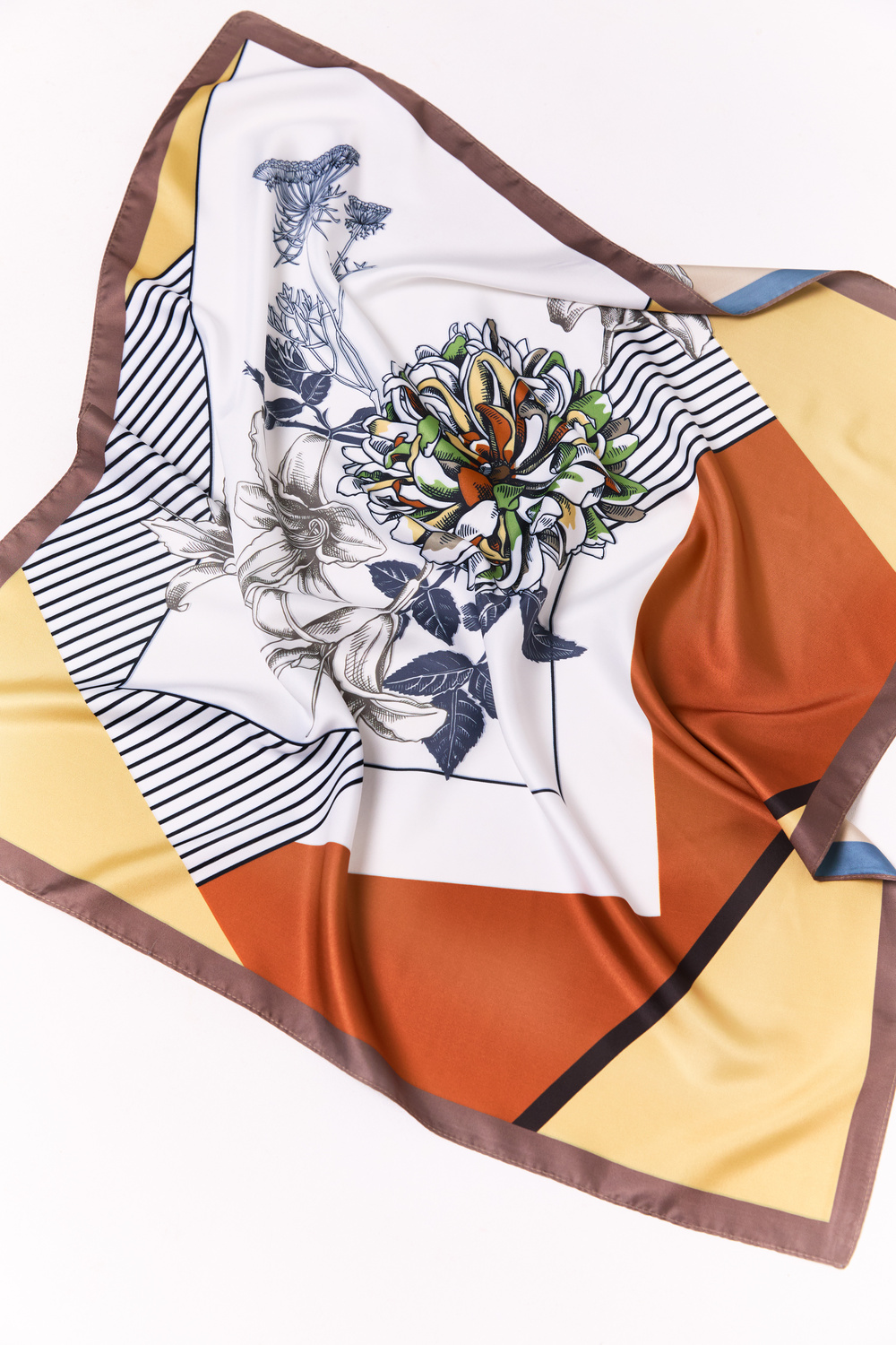 Хустка з графічним квітковим принтом (двостороння) Кольорова