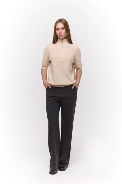 Трикотажний half-zip Бежевий