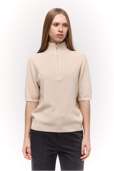 Трикотажний half-zip Бежевий
