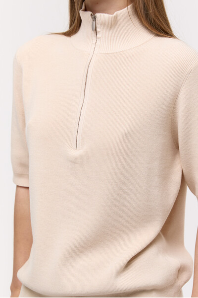 Трикотажний half-zip Бежевий