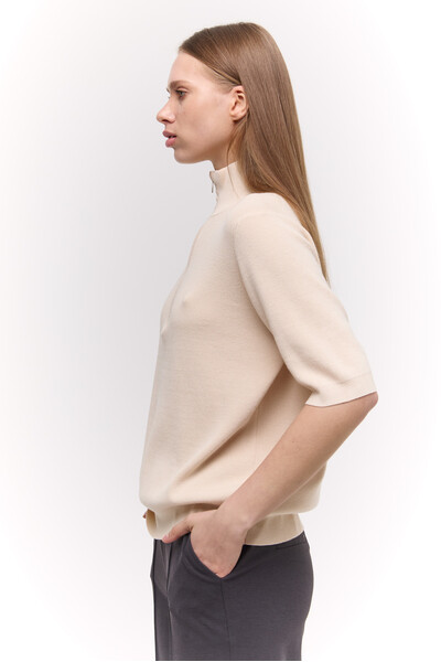 Трикотажний half-zip Бежевий