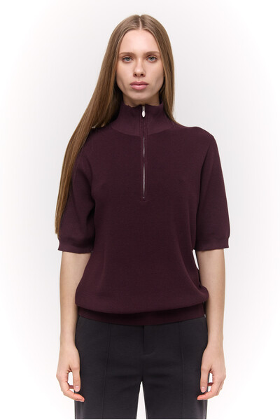 Трикотажний half-zip Бордовий