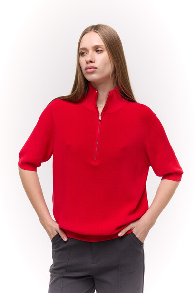 Трикотажний half-zip Червоний