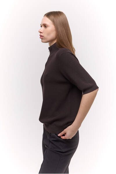 Трикотажний half-zip Шоколадний