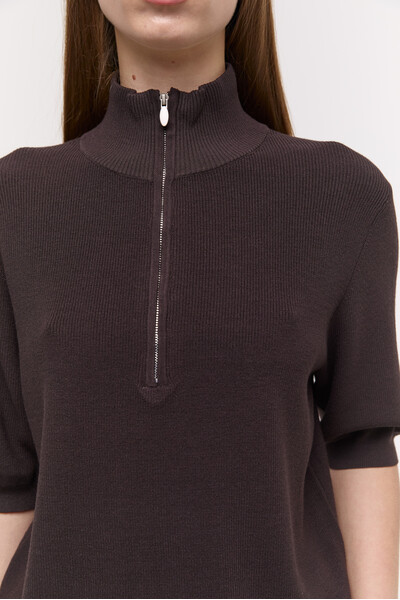 Трикотажний half-zip Шоколадний