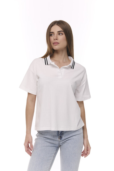 Polo з контрастним коміром Біле