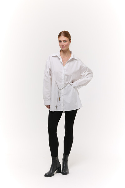 Сорочка Oversize з ланцюжком Біла