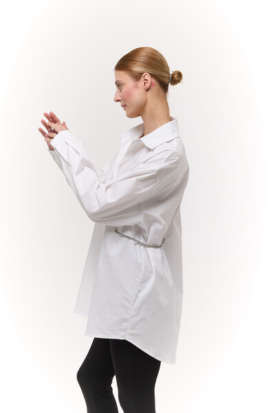 Сорочка Oversize з ланцюжком Біла