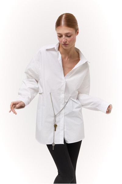 Сорочка Oversize з ланцюжком Біла