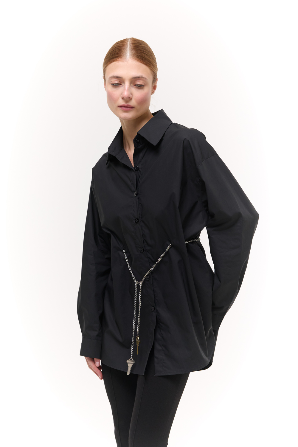 Сорочка Oversize з ланцюжком Чорна