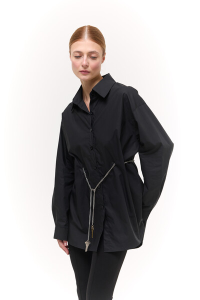 Сорочка Oversize з ланцюжком Чорна