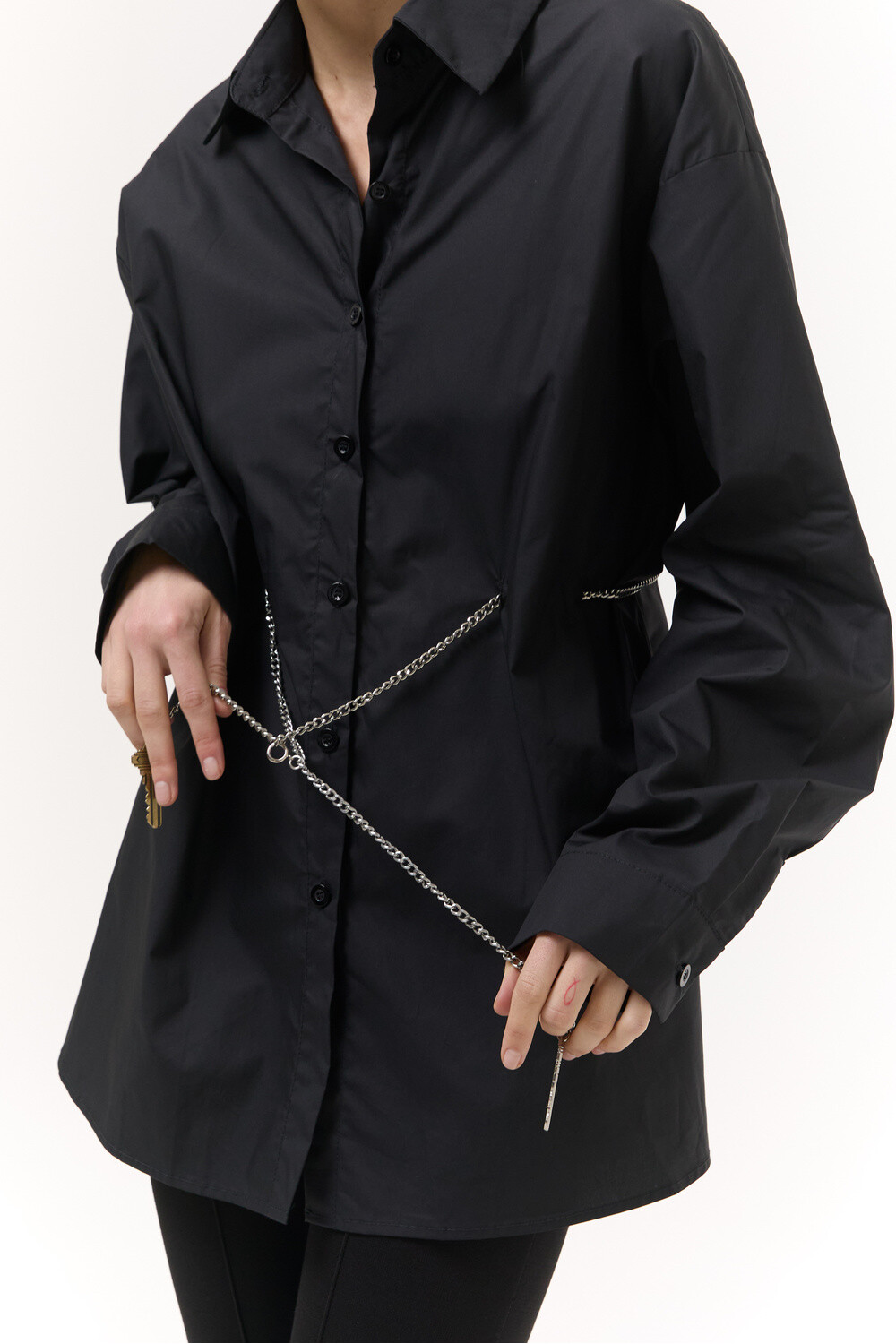 Сорочка Oversize з ланцюжком Чорна