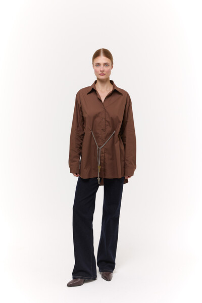 Сорочка Oversize з ланцюжком Шоколадна