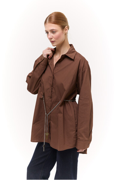 Сорочка Oversize з ланцюжком Шоколадна