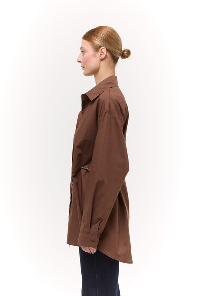 Сорочка Oversize з ланцюжком Шоколадна